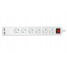 Подовжувач електричний PLASTROL 6 гнізд з заземленням вимикач 5,0 м USB (W-98169)