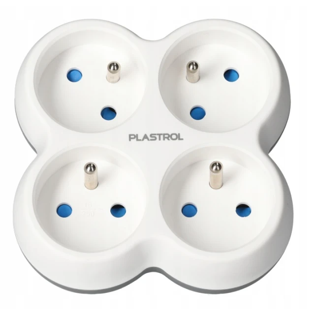 Разветвитель PLASTROL 4 розетки круглые с заземлением (W-99762)