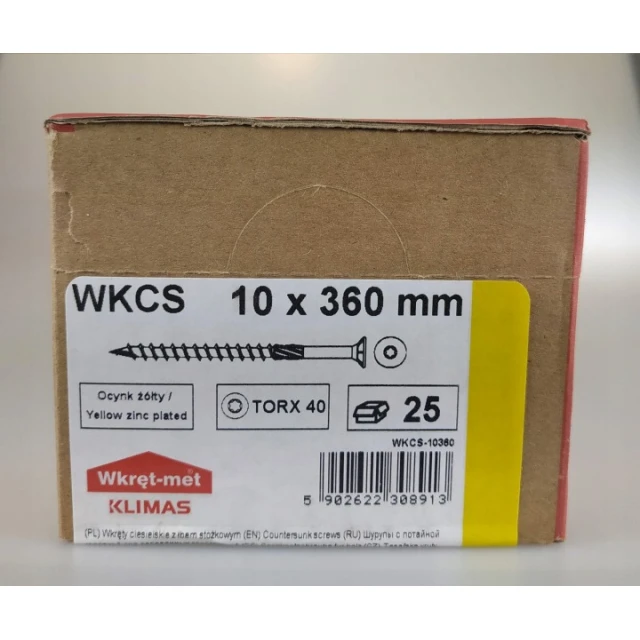 Шуруп столярний з конічною головкою Wkret-Met KLIMAS 10x360 мм 25 шт (WKCS-10360)