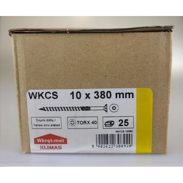 Шуруп столярний з конічною головкою Wkret-Met KLIMAS 10x380 мм 25 шт (WKCS-10380)