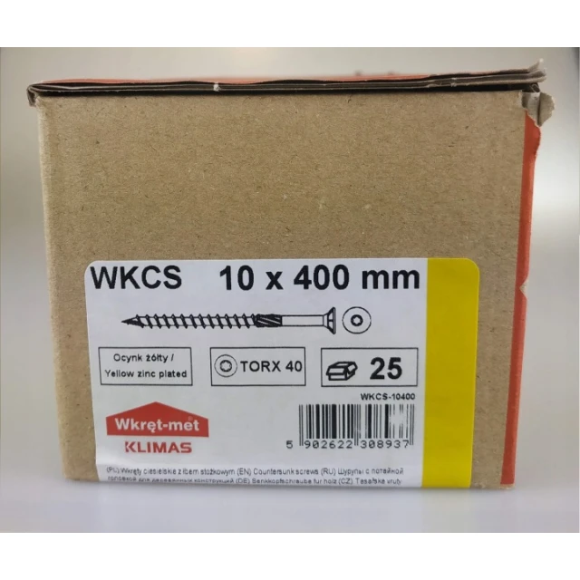 Шуруп столярний з конічною головкою Wkret-Met KLIMAS 10x400 мм 25 шт (WKCS-10400)