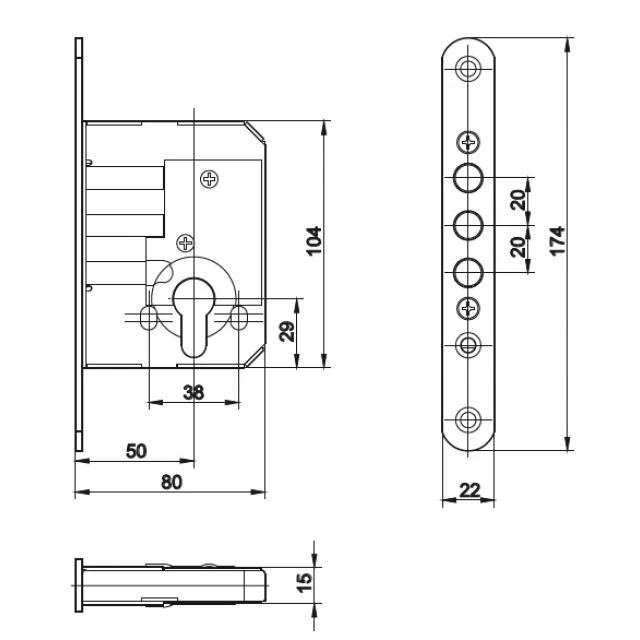 Замок прихованого монтажу Gerda ZW550WK оцинкований (0ZW550W0060.99000F)
