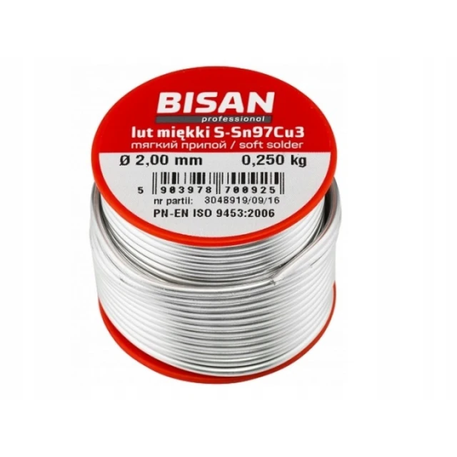 Припій BISAN 250 г Ø 2,5 мм до мідді Sn97Cu3 (700901)