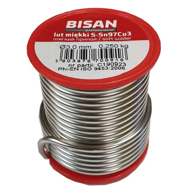 Припій BISAN 250 г Ø 3,0 мм до мідді Sn97Cu3 (700918)