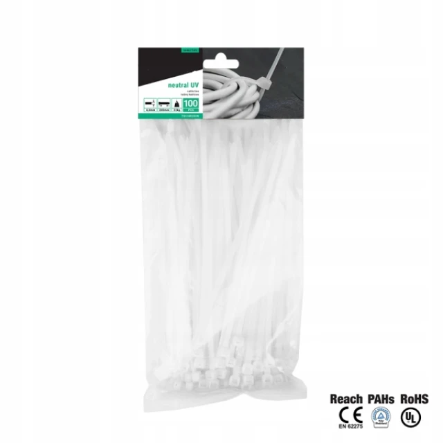 Стяжка пластикова Bradas 280x3,6 мм, 100 шт, White (TS1136280N)