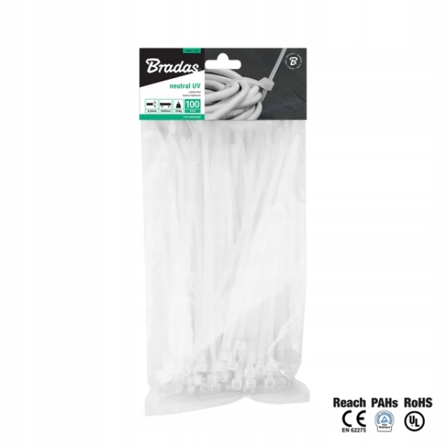 Стяжка пластикова Bradas 300x7,6 мм 100 шт White (TS1176300N)