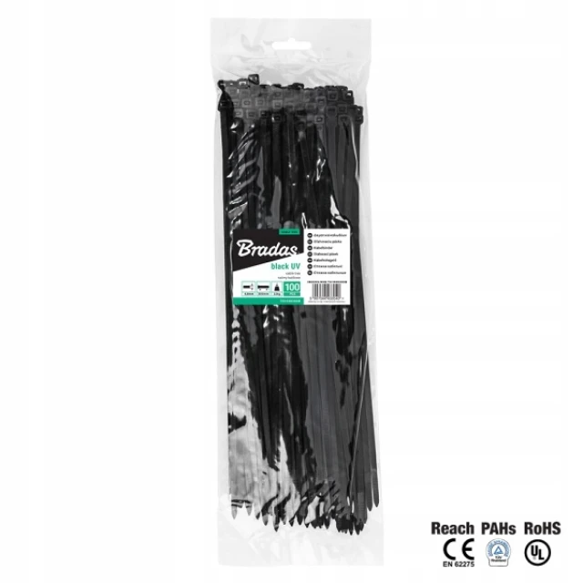 Стяжка пластикова Bradas 400x7,6 мм 100 шт Black (TS1176400B)