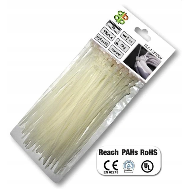 Стяжка пластикова Bradas 450x7,6 мм 100 шт White (TS1176450N)