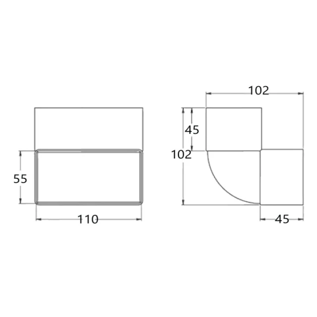 Колено канала вертикально-плоское S&I 110x55 S/KPI (003-113)