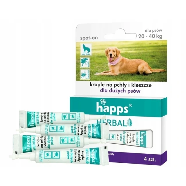Краплі від бліх і кліщів для великого собаки упаковка HAPPS 4 шт (B1614)