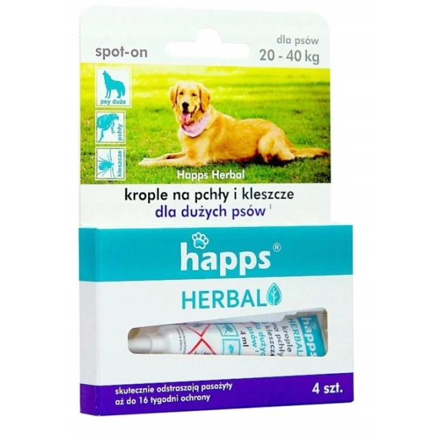 Краплі від бліх і кліщів для великого собаки упаковка HAPPS 4 шт (B1614)