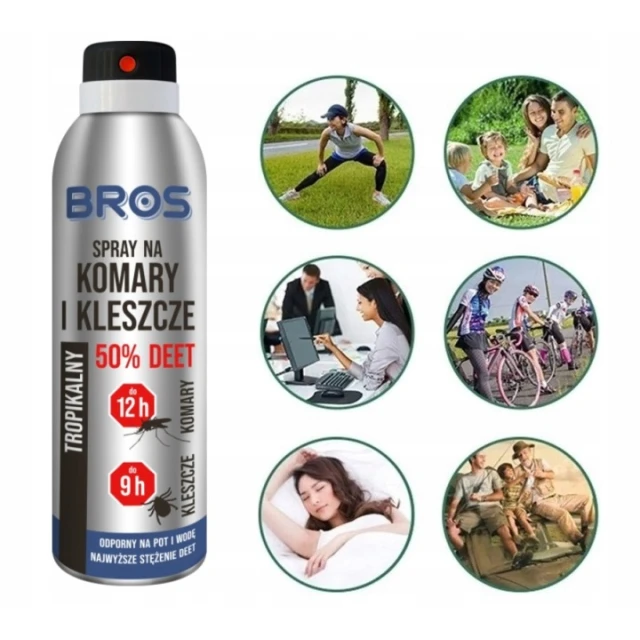 Спрей від комарів і кліщів BROS 50% DEET 180 мл (B1760)