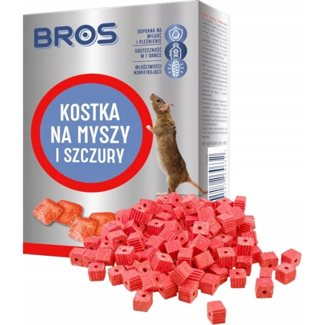 Отрава от мышей и крыс кубик BROS 1000г (B1858)