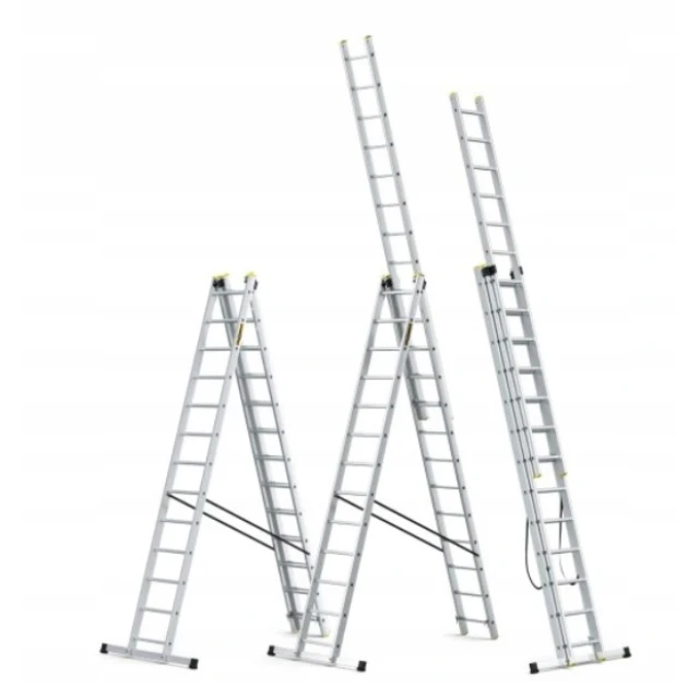 Драбина DRABEST 3x15 сходинок DW3 штамповані (DR-AL-DP-W3X15-TŁ)