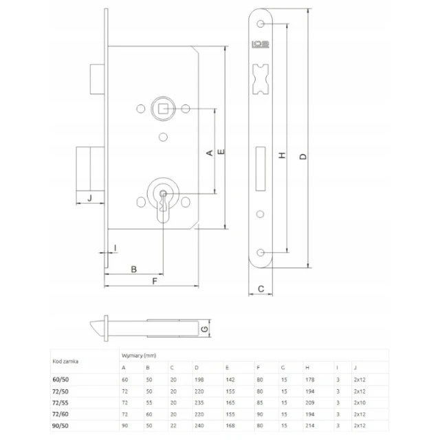 Замок вкладний LOB 72/60 WB (Z76B-33-01)