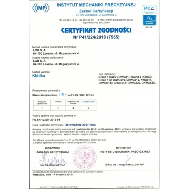 Навісний замок дужковий LOB GRANIT-2 XT (KWG620-12-14)