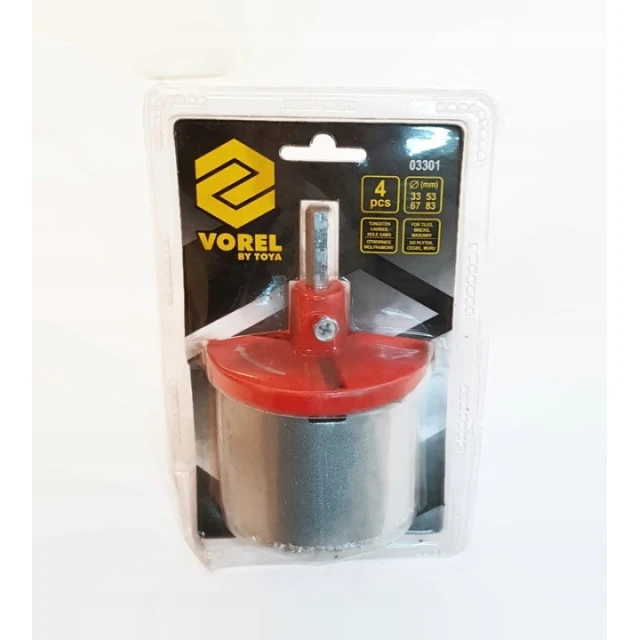 Коронка вольфрамова Vorel 4 шт 33–53–67–83 мм (03301)