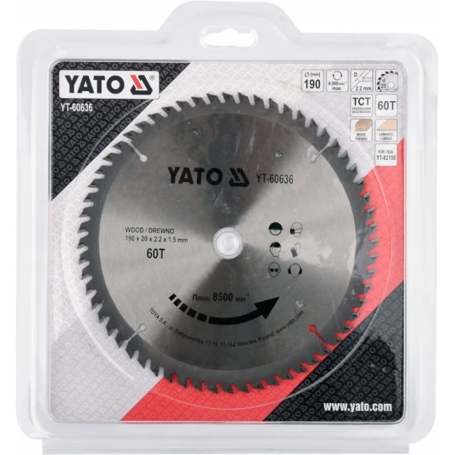 Диск пильний Yato 190x60z x20 з вольфрамом (YT-60636)