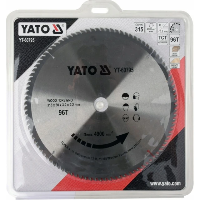 Диск пиляльний Yato 315x96z x30 мм з видіями (YT-60795)