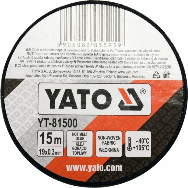 Стрічка тканинна для в'язання кабелів Yato 15 м 19 мм (YT-81500)