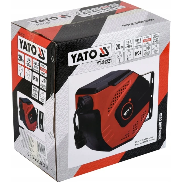 Удлинитель электрический на катушке автоматический Yato 3×1,5 20 м (YT-81221)
