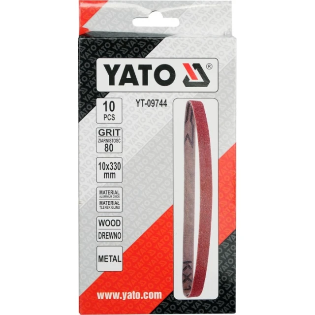Стрічка шліфувальна замкнута Yato P80 10x330 мм, комплект 10 шт (YT-09744)