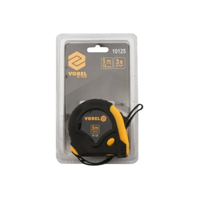 Рулетка Vorel 5 м x 19 мм Yellow/Black (10125)