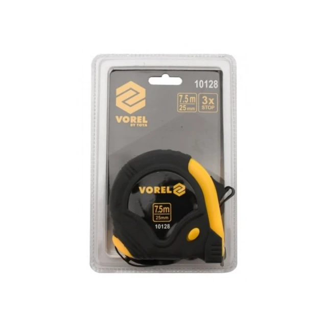 Рулетка Vorel 7,5 м х 25 мм Yellow Black (5906083101281)
