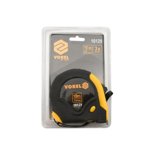 Рулетка Vorel 10 м х 25 мм Yellow Black (5906083101298)