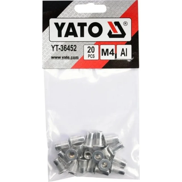Клепальна гайка алюмінієва Yato M4, 20 шт (YT-36452)