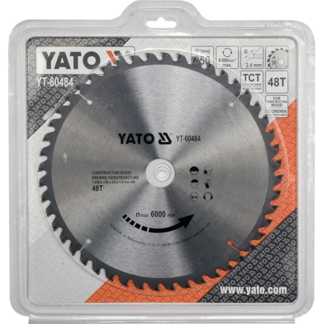 Диск пиляльний Yato 250x48z x30 з твердосплавними зубцями (YT-60484)