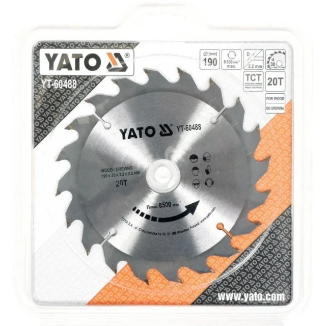 Диск пильний Yato 190x20z x30 з твердосплавними зубцями (YT-60488)