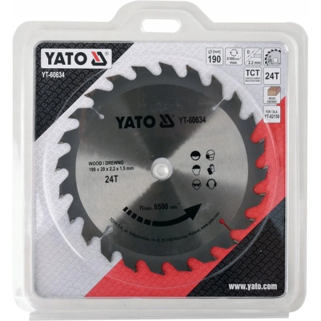 Диск пильний Yato 190x24z x20 з твердосплавними зубцями (YT-60634)