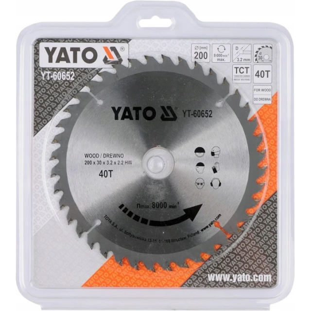 Диск пиляльний Yato 200x40z x30 мм з твердосплавними зубами (YT-60652)