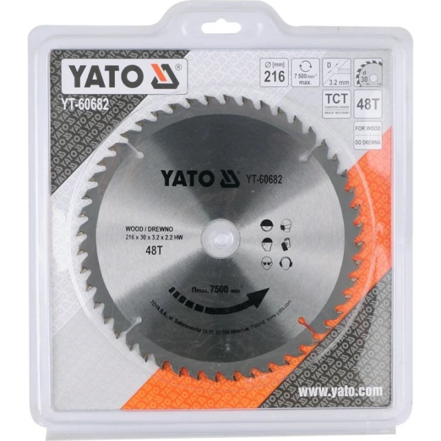 Диск пиляльний Yato 216x48z x30 з ТПК (YT-60682)