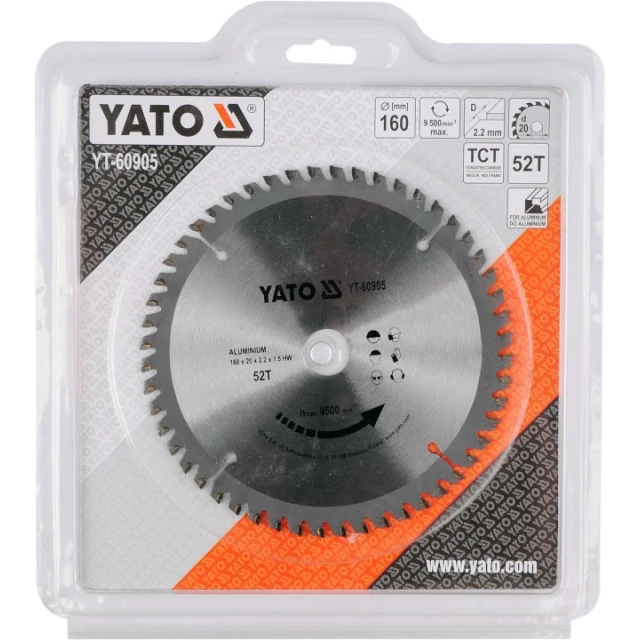 Диск пиляльний для алюмінію Yato 160x52z x20 (YT-60905)