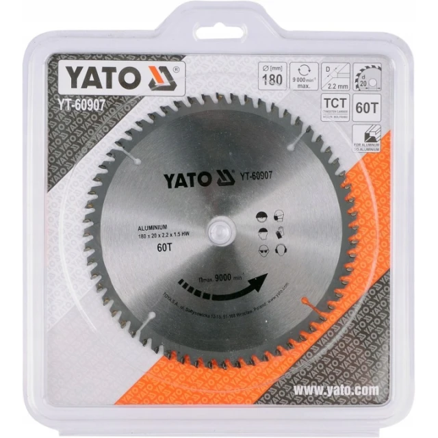 Диск пиляльний для алюмінію Yato 180x60z x20 (YT-60907)