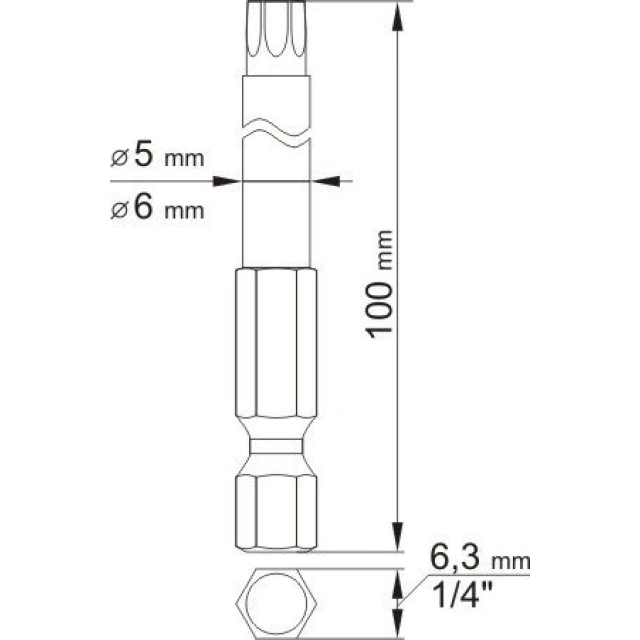 Біта довга Torx Secure Yato T15 x 100 мм T27 x 100 мм (YT-0491)