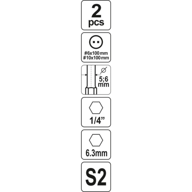 Біта довга Spanner Yato №6 x 100 мм №10 x 100 мм (YT-0499)