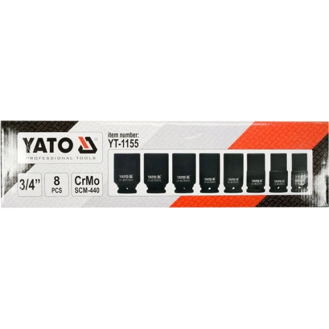 Набор головок ударных длинных Yato 3/4