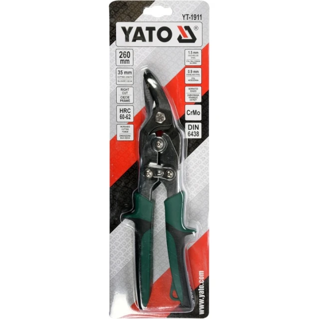 Ножиці Yato по металу Cr-Mo праві (YT-1911)