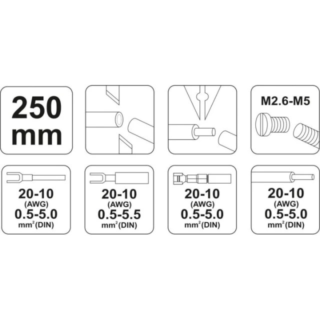 Кліщі для коннекторів Yato 250 мм (YT-2254)
