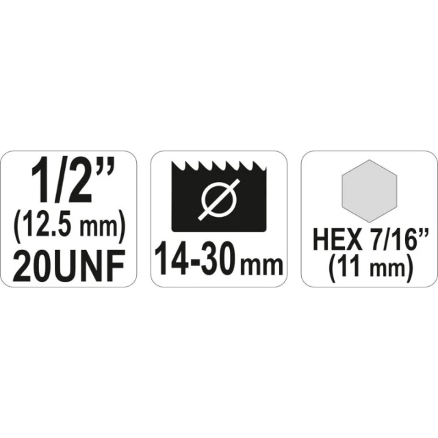 Держатель коронок Ø макс Yato 30 мм HEX 11 мм (YT-3370)