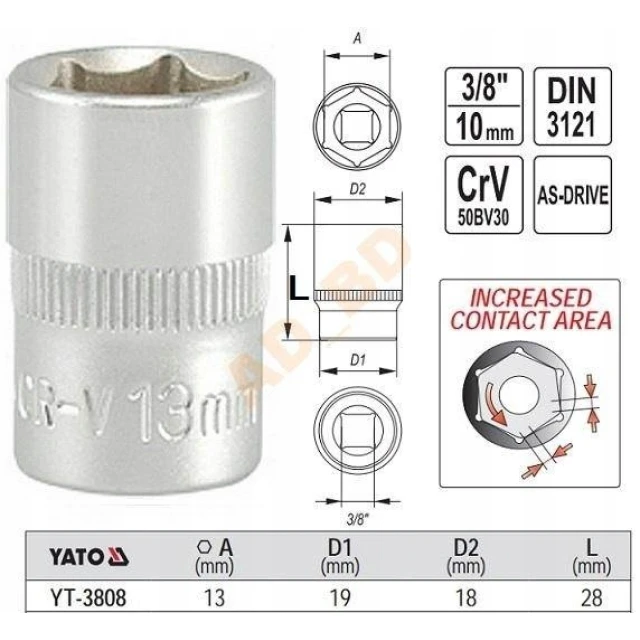Головка Yato 3/8