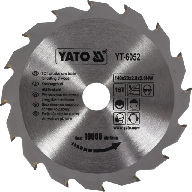 Диск пиляльний Yato 140x16z x20 з видіями (YT-6052)