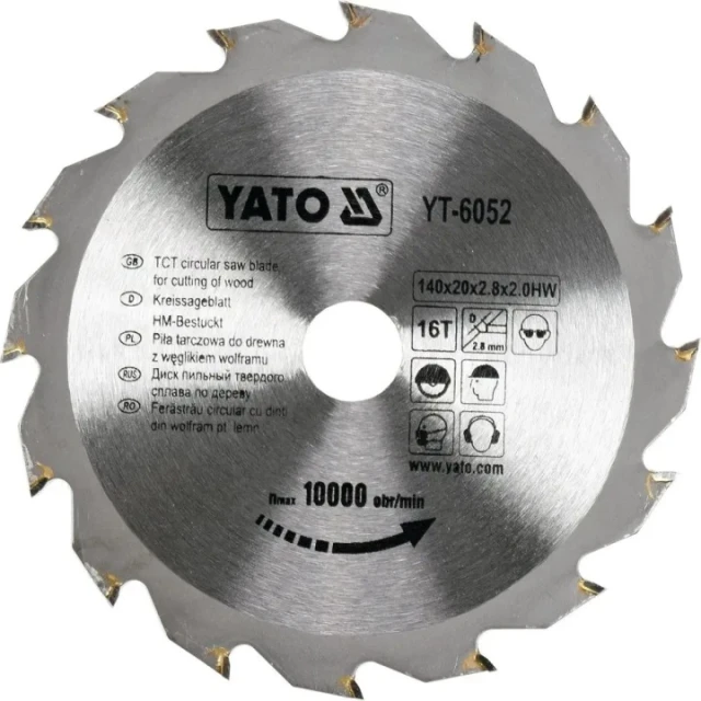 Диск пиляльний Yato 140x16z x20 з видіями (YT-6052)