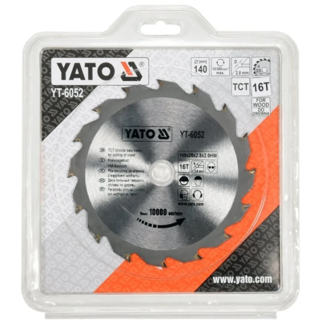 Диск пиляльний Yato 140x16z x20 з видіями (YT-6052)