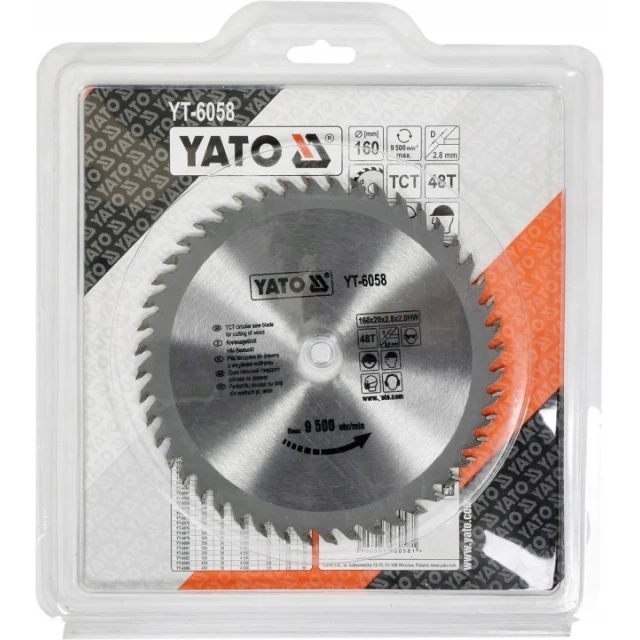 Диск пиляльний Yato 160x20 мм 48 зубів (YT-6058)