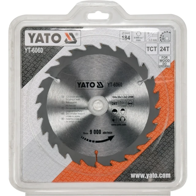 Диск пиляльний Yato 184x24z x30 з вольфрамовим напиленням (YT-6060)