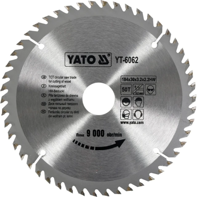 Диск пиляльний Yato 184х30 40 зубів з напайками (YT-6061)